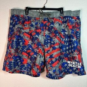 American Crown Mens Blue‎ Swimming Shorts Drawstring Stretch Waist 3XL
